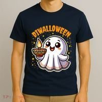 Diwalloween Diwali Halloween Fun Boo Ghost Lantern Deepavali T-Shirt thumb 3