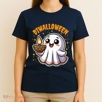 Diwalloween Diwali Halloween Fun Boo Ghost Lantern Deepavali T-Shirt thumb 4