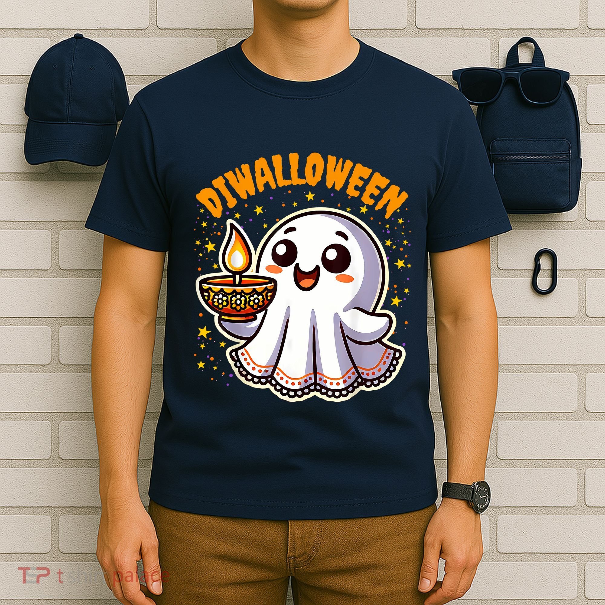 Diwalloween Diwali Halloween Fun Boo Ghost Lantern Deepavali T-Shirt