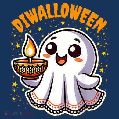 Diwalloween Diwali Halloween Fun Boo Ghost Lantern Deepavali T-Shirt