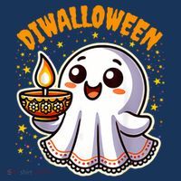 Diwalloween Diwali Halloween Fun Boo Ghost Lantern Deepavali T-Shirt thumb 7