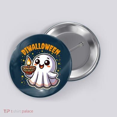 Diwalloween Diwali Halloween Fun Boo Ghost Lantern Deepavali Button