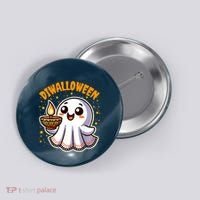 Diwalloween Diwali Halloween Fun Boo Ghost Lantern Deepavali Button thumb 0