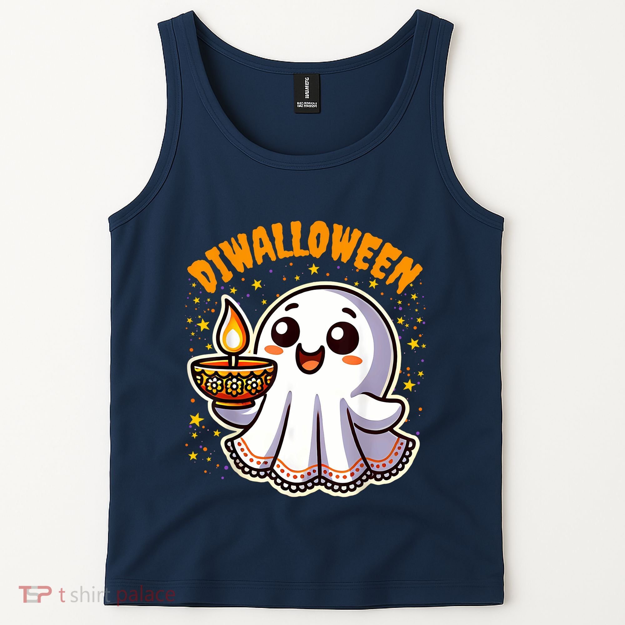 Diwalloween Diwali Halloween Fun Boo Ghost Lantern Deepavali Tank Top