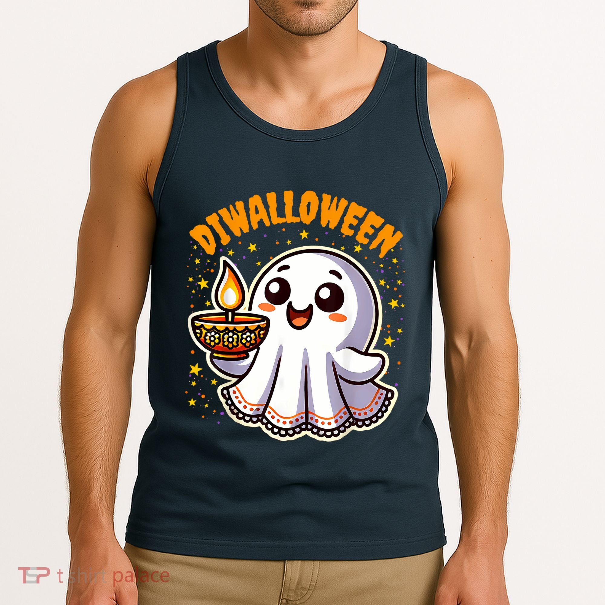Diwalloween Diwali Halloween Fun Boo Ghost Lantern Deepavali Tank Top