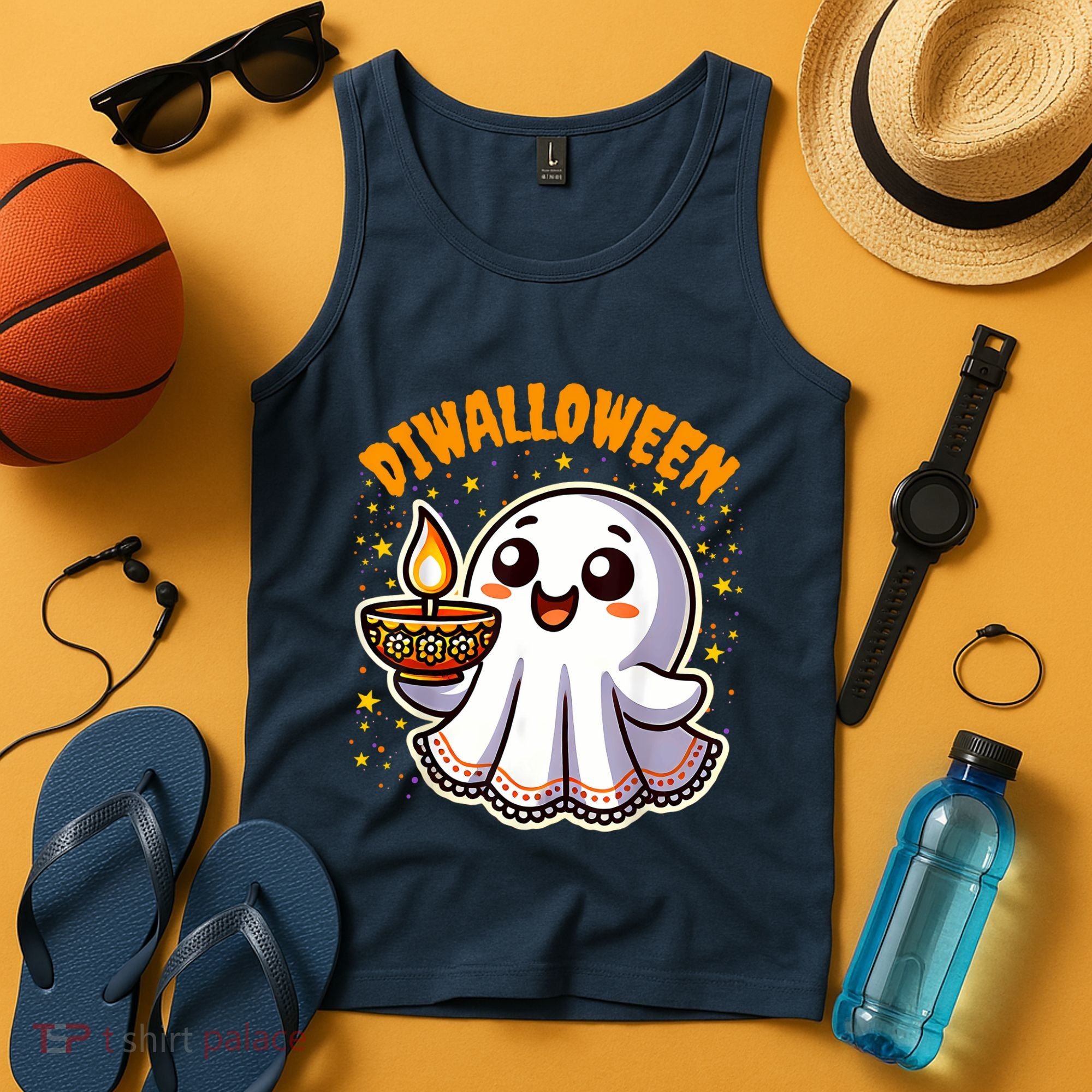 Diwalloween Diwali Halloween Fun Boo Ghost Lantern Deepavali Tank Top
