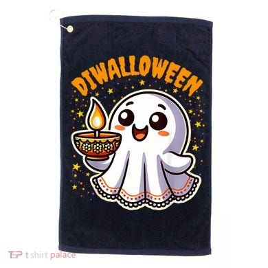 Diwalloween Diwali Halloween Fun Boo Ghost Lantern Deepavali Golf Towel