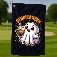 Diwalloween Diwali Halloween Fun Boo Ghost Lantern Deepavali Golf Towel thumb 1