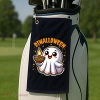 Diwalloween Diwali Halloween Fun Boo Ghost Lantern Deepavali Golf Towel thumb 2
