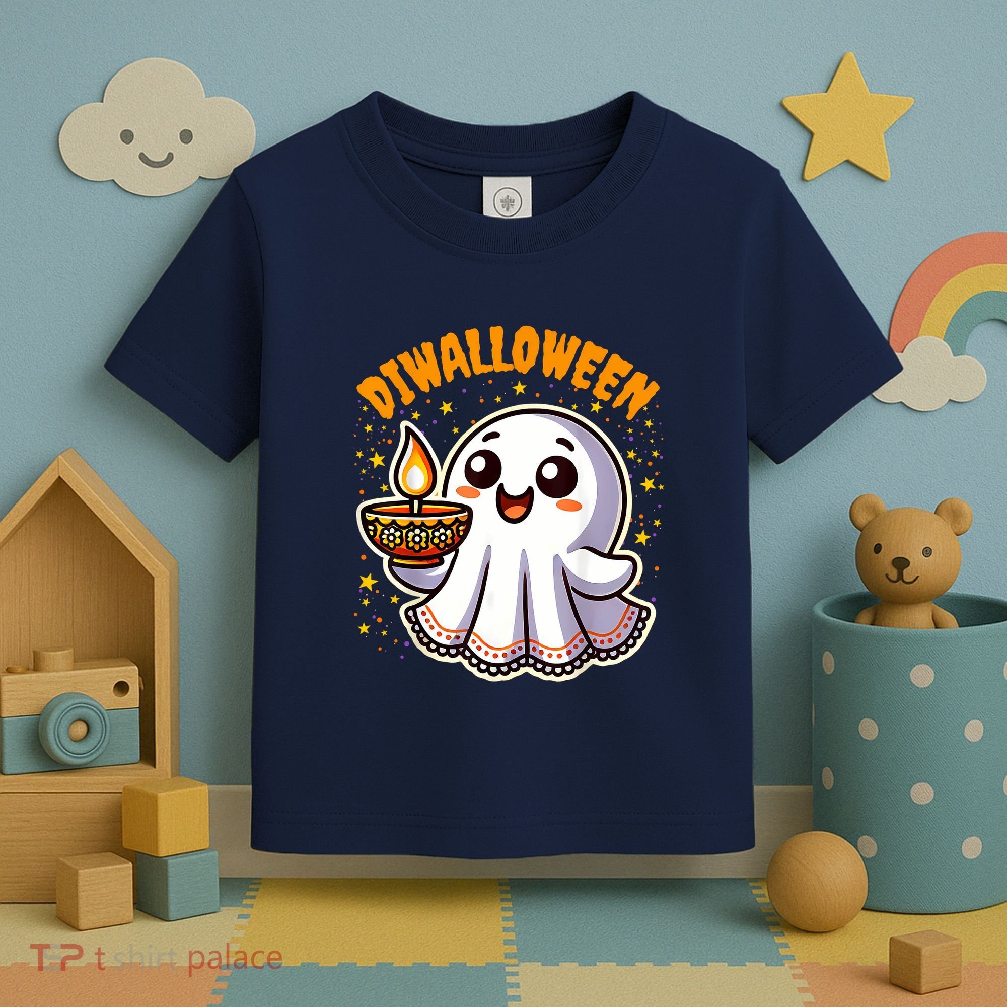 Diwalloween Diwali Halloween Fun Boo Ghost Lantern Deepavali Toddler T-Shirt