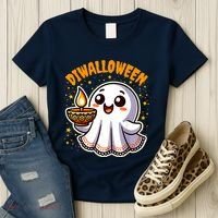 Diwalloween Diwali Halloween Fun Boo Ghost Lantern Deepavali Women's T-Shirt thumb 3