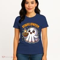 Diwalloween Diwali Halloween Fun Boo Ghost Lantern Deepavali Women's T-Shirt thumb 4
