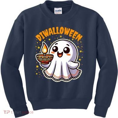 Diwalloween Diwali Halloween Fun Boo Ghost Lantern Deepavali Kids Sweatshirt