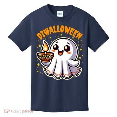 Diwalloween Diwali Halloween Fun Boo Ghost Lantern Deepavali Kids T-Shirt