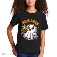 Diwalloween Diwali Halloween Fun Boo Ghost Lantern Deepavali Kids T-Shirt thumb 2