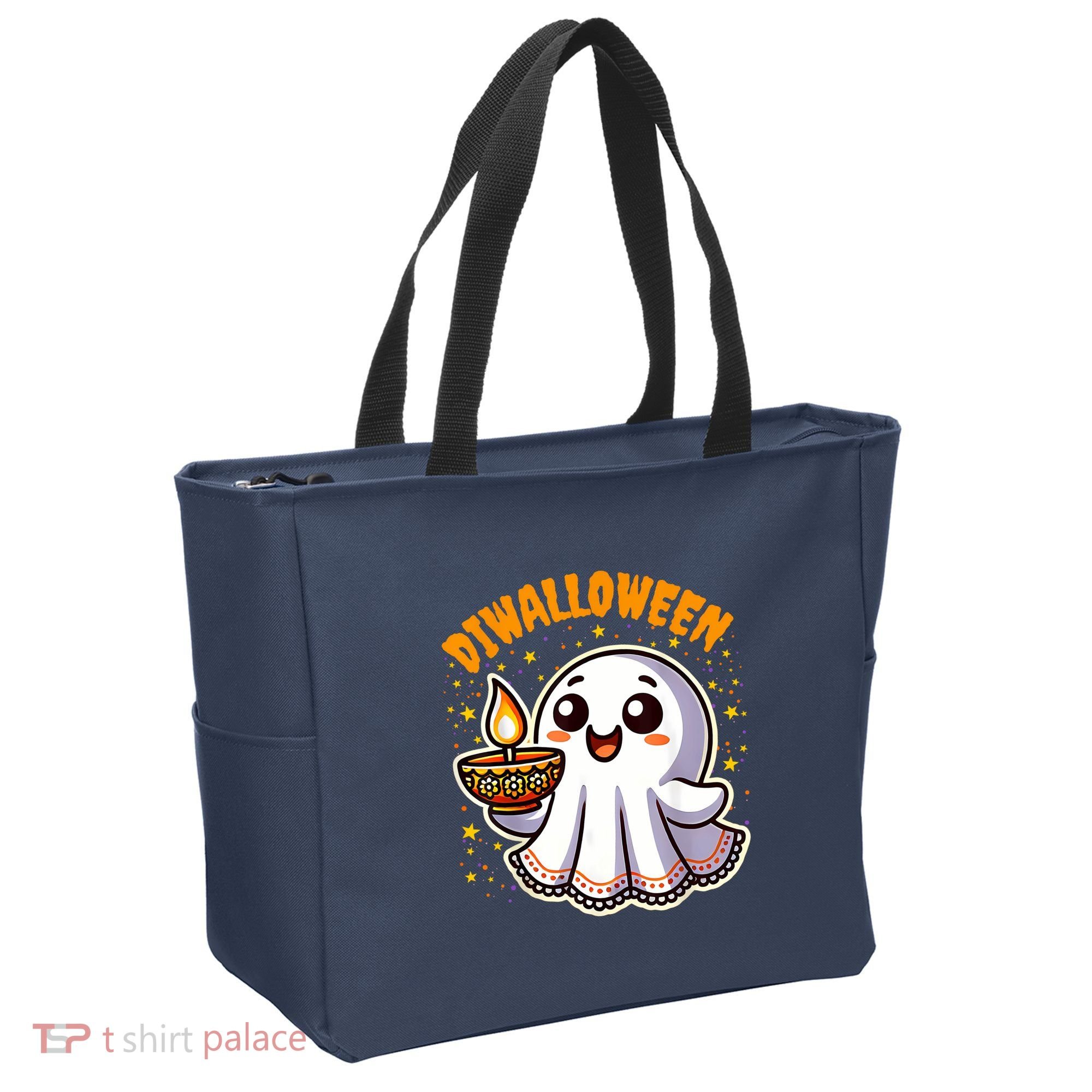 Diwalloween Diwali Halloween Fun Boo Ghost Lantern Deepavali Tote Bag