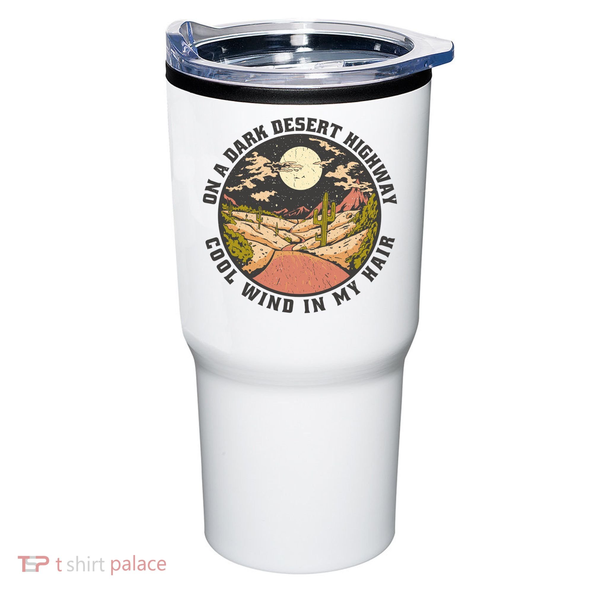 Dark Desert Highway Wind In My Hair Tumbler