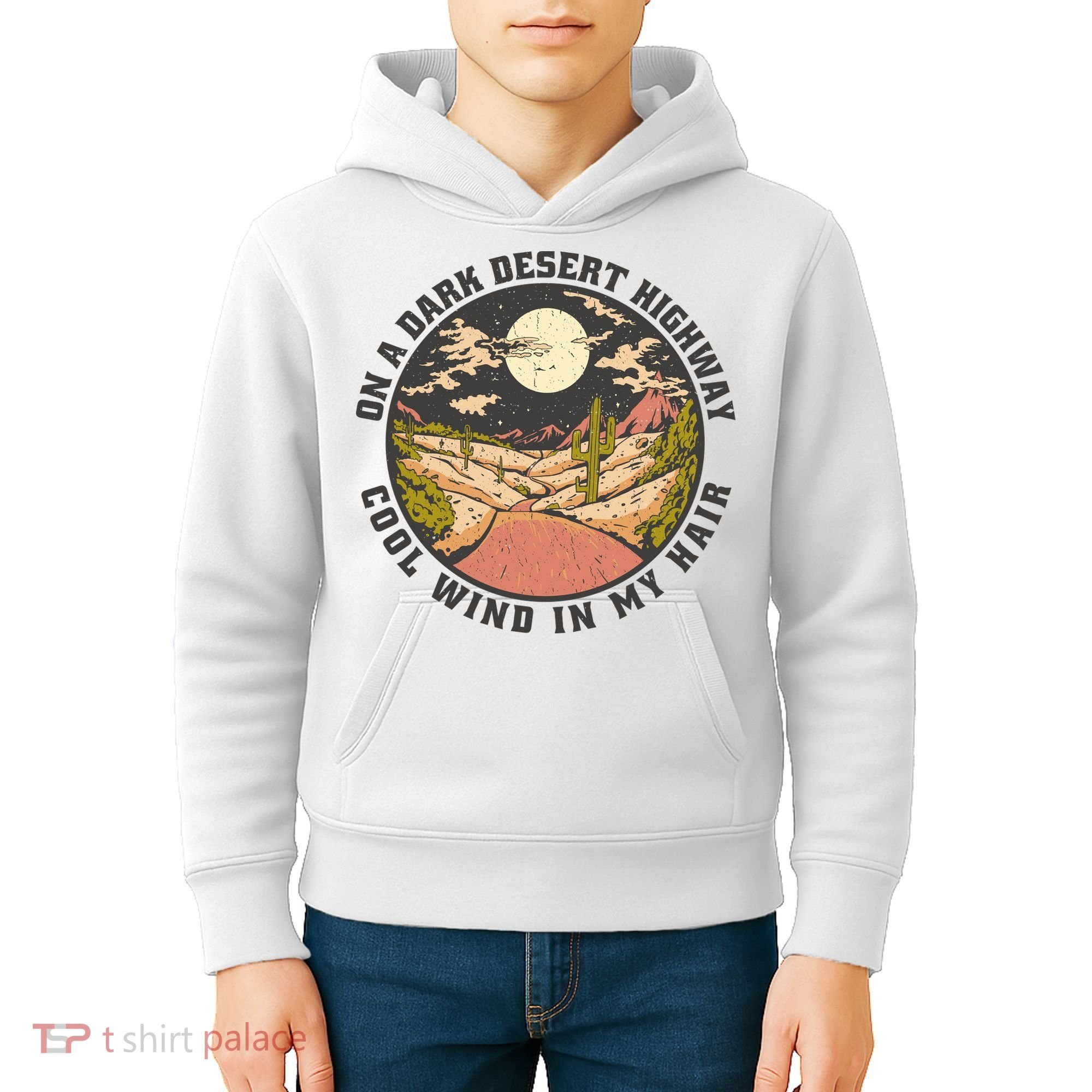 Dark Desert Highway Wind In My Hair Kids Hoodie