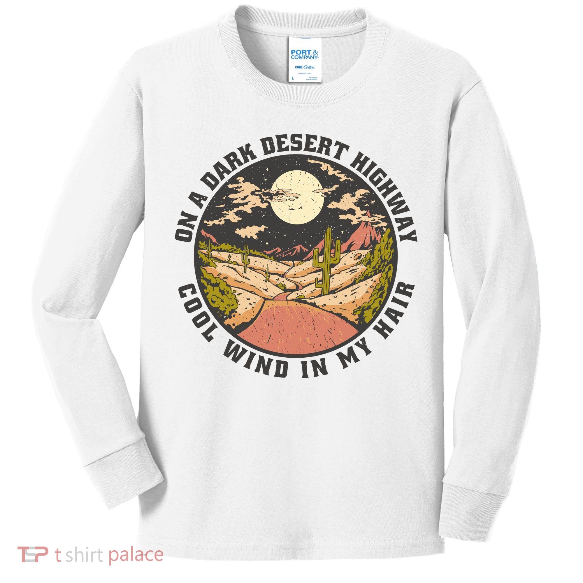 Dark Desert Highway Wind In My Hair Kids Long Sleeve Shirt