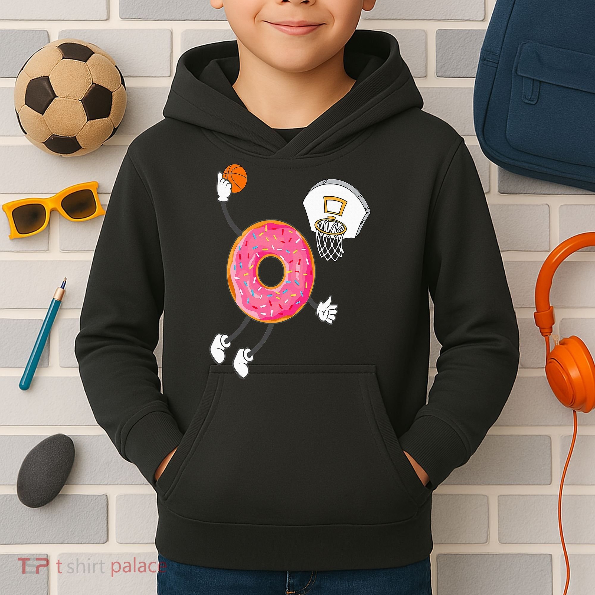 Dunking Donut Hole Food Champ Kids Hoodie