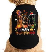 Dachshund Dog Halloween Merry Christmas Happy Hallothanksmas Doggie Tank thumb 0