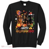 Dachshund Dog Halloween Merry Christmas Happy Hallothanksmas Sweatshirt thumb 0