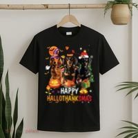 Dachshund Dog Halloween Merry Christmas Happy Hallothanksmas T-Shirt thumb 2