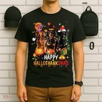 Dachshund Dog Halloween Merry Christmas Happy Hallothanksmas T-Shirt thumb 6