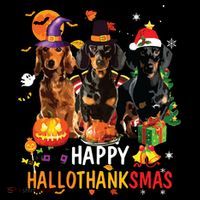Dachshund Dog Halloween Merry Christmas Happy Hallothanksmas Coffee Mug thumb 5
