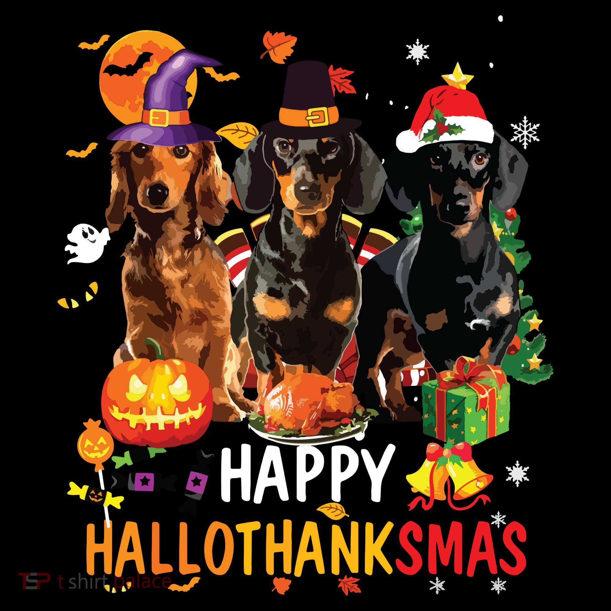 Dachshund Dog Halloween Merry Christmas Happy Hallothanksmas Coffee Mug