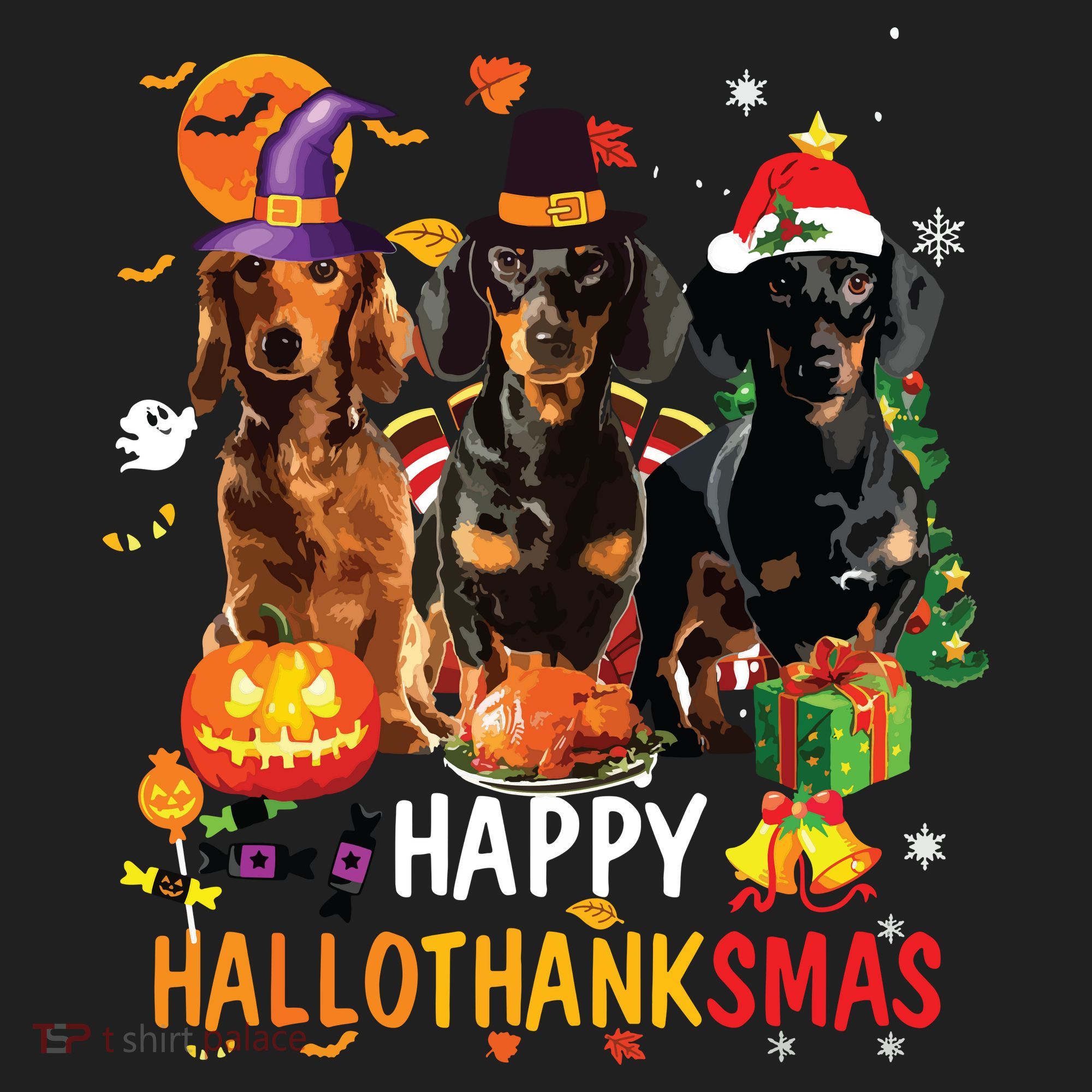 Dachshund Dog Halloween Merry Christmas Happy Hallothanksmas Beanie