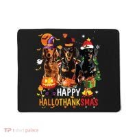 Dachshund Dog Halloween Merry Christmas Happy Hallothanksmas Mousepad thumb 0