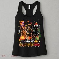 Dachshund Dog Halloween Merry Christmas Happy Hallothanksmas Women's Tank Top thumb 3