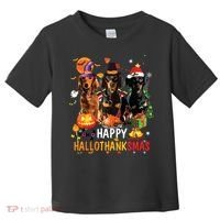 Dachshund Dog Halloween Merry Christmas Happy Hallothanksmas Toddler T-Shirt thumb 0
