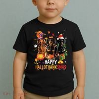 Dachshund Dog Halloween Merry Christmas Happy Hallothanksmas Toddler T-Shirt thumb 2