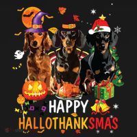 Dachshund Dog Halloween Merry Christmas Happy Hallothanksmas Visor thumb 3