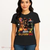 Dachshund Dog Halloween Merry Christmas Happy Hallothanksmas Women's T-Shirt thumb 4