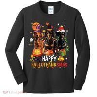 Dachshund Dog Halloween Merry Christmas Happy Hallothanksmas Kids Long Sleeve Shirt thumb 0