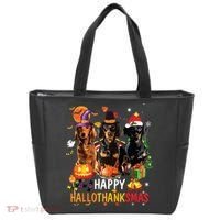 Dachshund Dog Halloween Merry Christmas Happy Hallothanksmas Tote Bag thumb 0