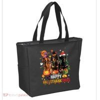 Dachshund Dog Halloween Merry Christmas Happy Hallothanksmas Tote Bag thumb 2