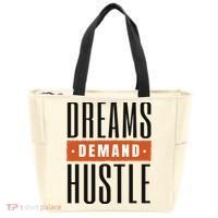 Dreams Demand Hustle Motivational Quote Tote Bag thumb 0