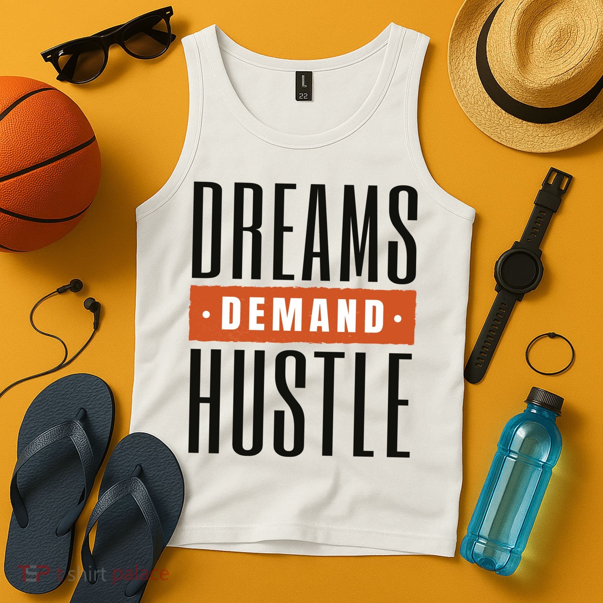 Dreams Demand Hustle Motivational Quote Tank Top
