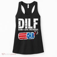 DILF Damn I Love Fireworks 4th of July Patriotic USA Flag Women's Tank Top thumb 0