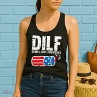 DILF Damn I Love Fireworks 4th of July Patriotic USA Flag Women's Tank Top thumb 2