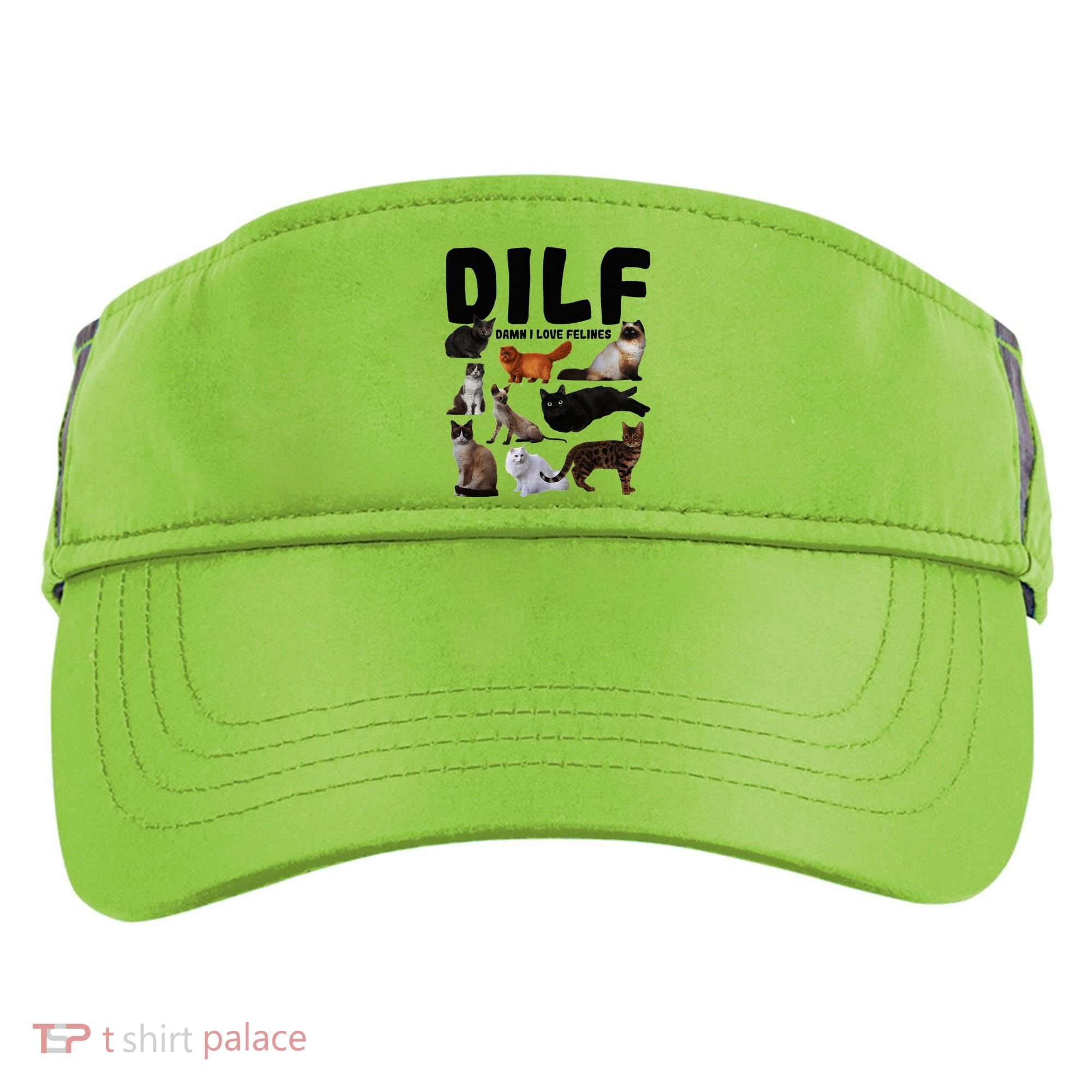 Dilf Damn I Love Felines Funny Cat Kitty Lover Adult Drive Performance Visor