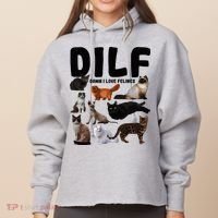 Dilf Damn I Love Felines Funny Cat Kitty Lover Ladies Heavyweight Boxy Pullover Hoodie thumb 0