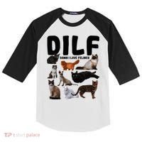 Dilf Damn I Love Felines Funny Cat Kitty Lover Kids Colorblock Raglan Jersey thumb 0