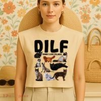 Dilf Damn I Love Felines Funny Cat Kitty Lover Garment-Dyed Women's Muscle Tee thumb 4