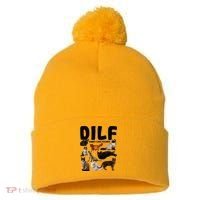 Dilf Damn I Love Felines Funny Cat Kitty Lover Pom Pom 12in Knit Beanie thumb 0