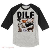 Dilf Damn I Love Felines Funny Cat Kitty Lover Raglan Baseball Sleeve Shirt thumb 0